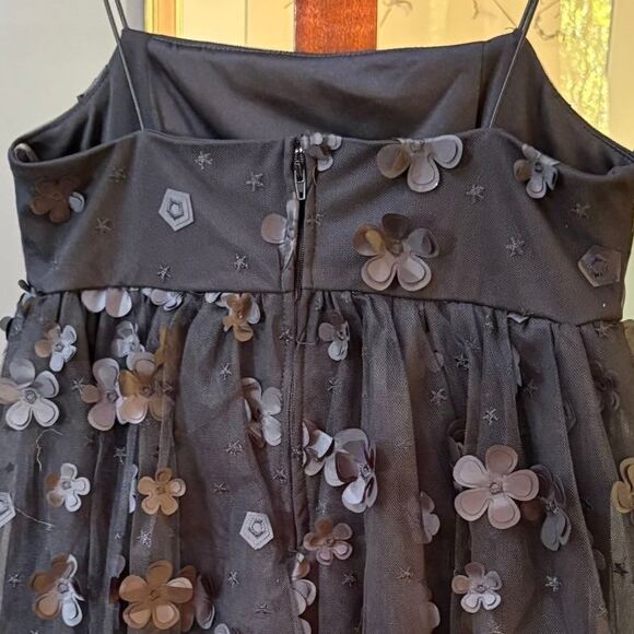 Altar'd State Trixxi Black Aurora 3D Floral Mesh +Tulle Baby Doll Dress size XS - Picture 6 of 8